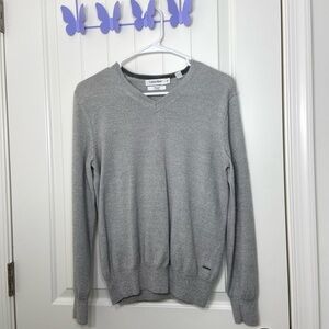 NWOT Calvin Klein men’s v-neck Italian‎ yarn knit merino wool blend gray sweater